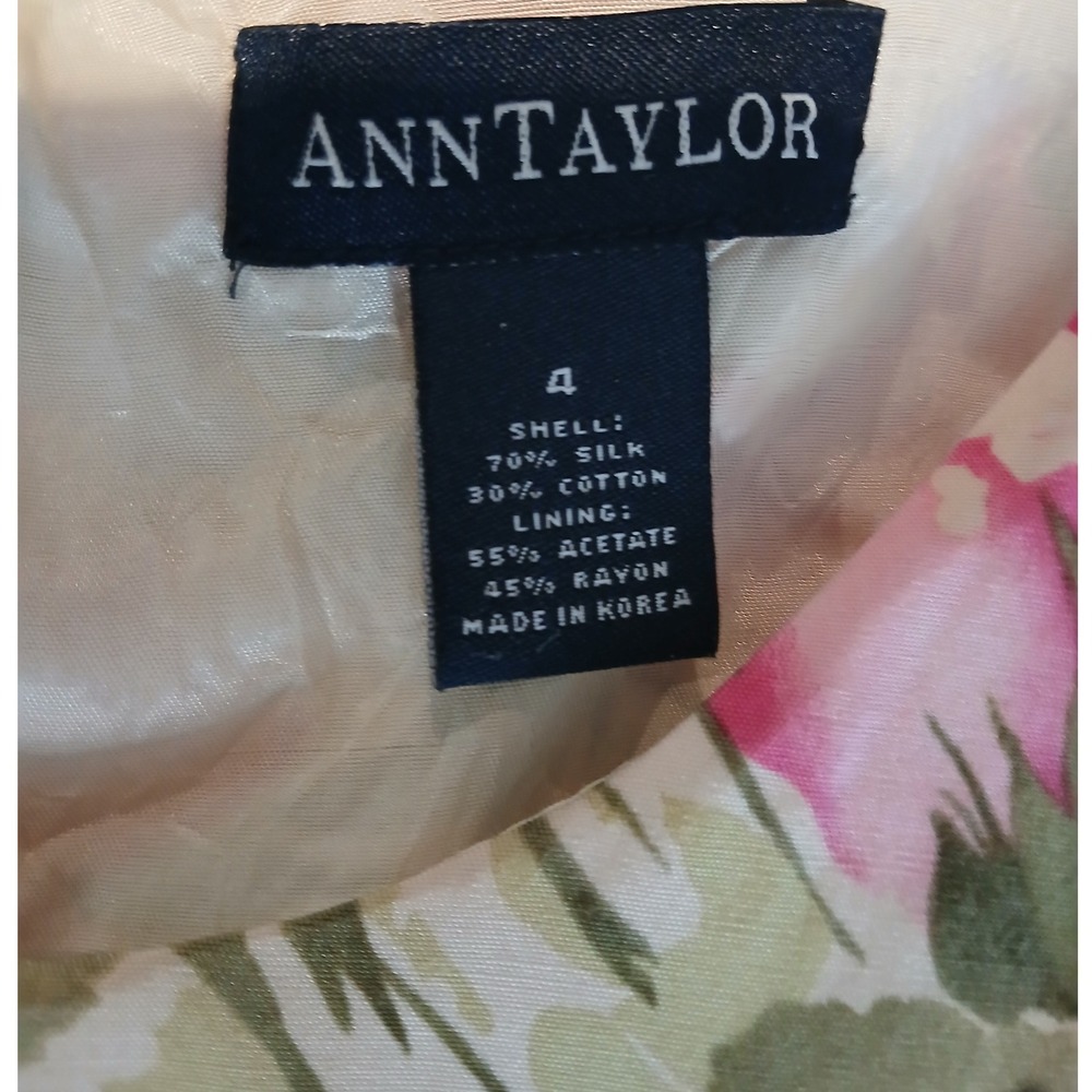 Vtg Ann Taylor Floral Silk Blend Dress Size 4 Scoop Neck Knee Length Cottagecore - Picture 9 of 11
